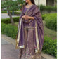 Purple Twil Gold Net Embroidered Palazzo Set with Sequins & Dupatta