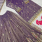 Purple Twil Gold Net Embroidered Palazzo Set with Sequins & Dupatta