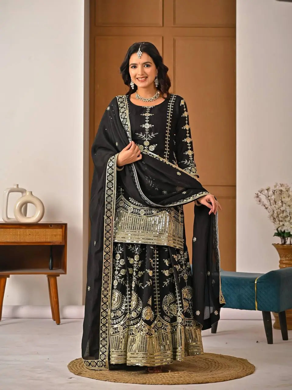 Purple Zari Cording Sharara