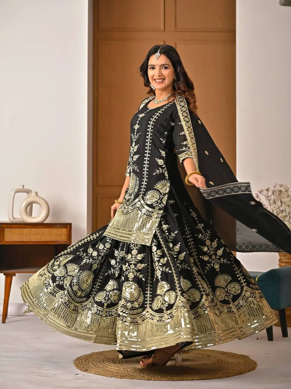 Purple Zari Cording Sharara