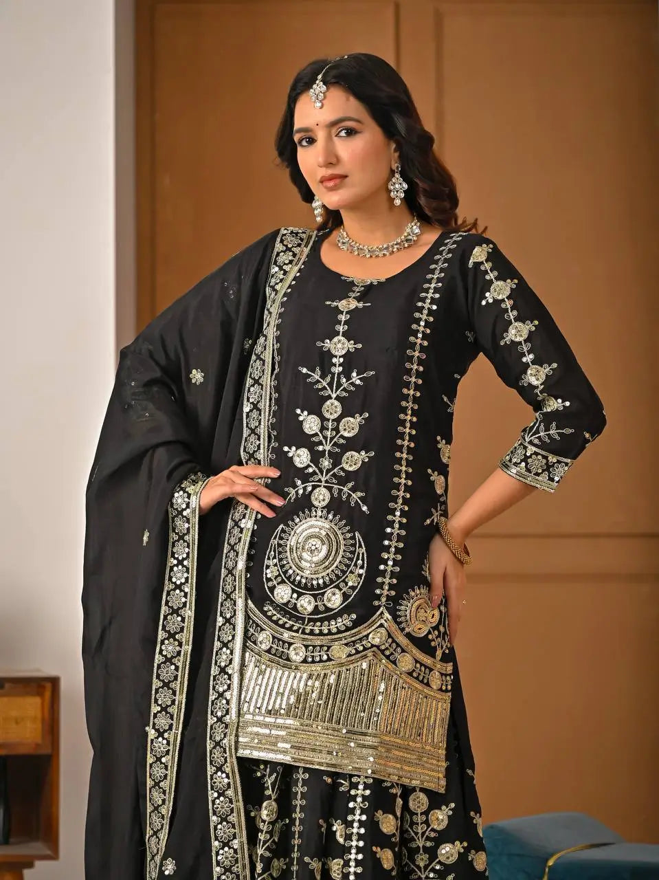 Purple Zari Cording Sharara