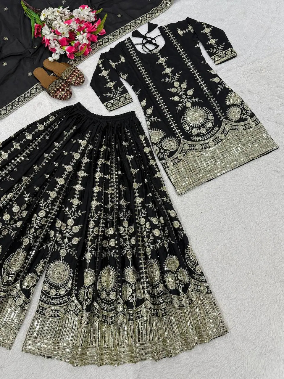 Purple Zari Cording Sharara