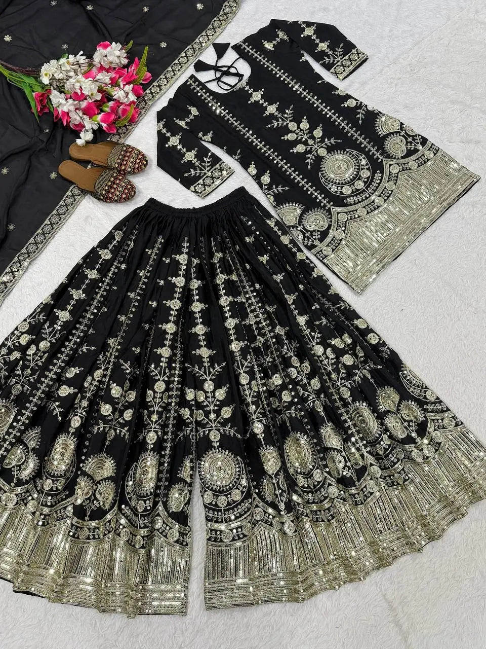 Purple Zari Cording Sharara