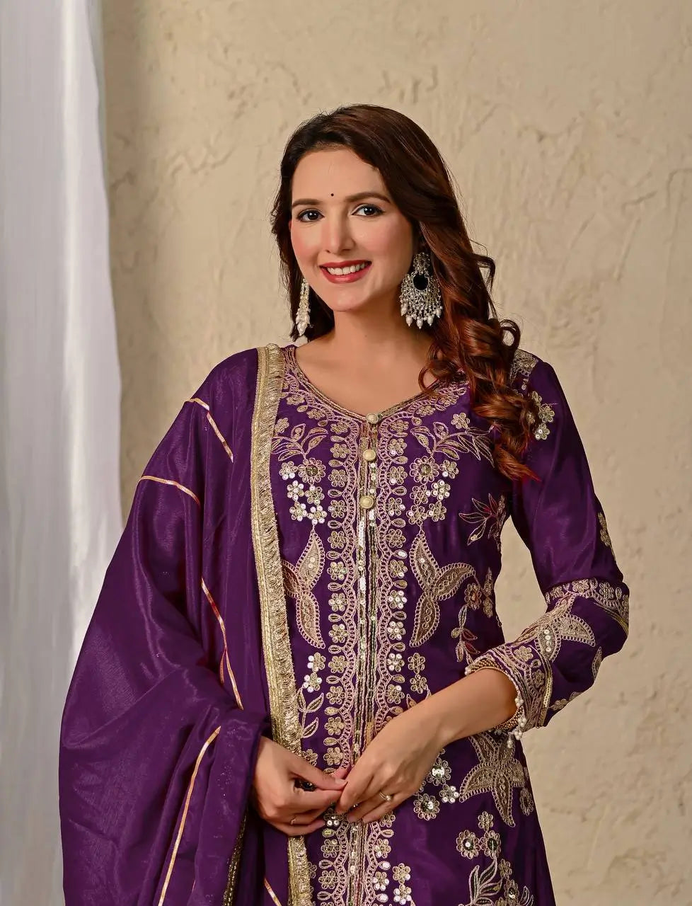 Purple Zari Cording Sharara