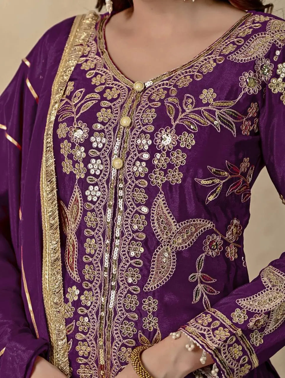 Purple Zari Cording Sharara