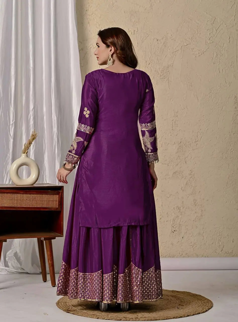 Purple Zari Cording Sharara