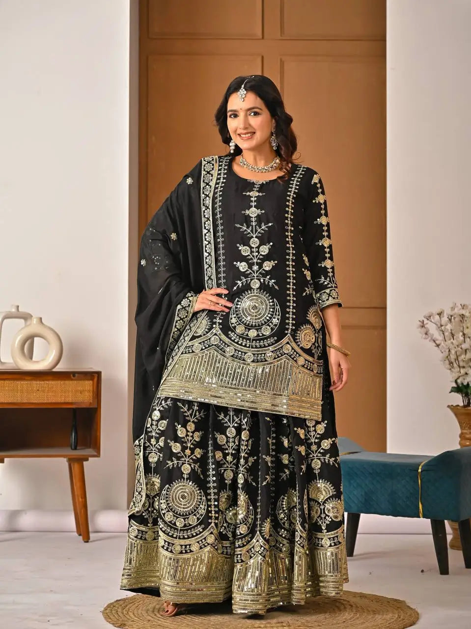 Purple Zari Cording Sharara