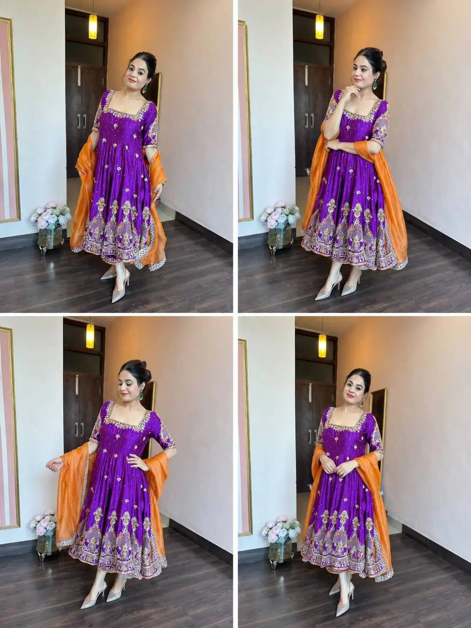 Purple Zari Embroidered Anarkali