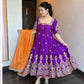 Purple Zari Embroidered Anarkali