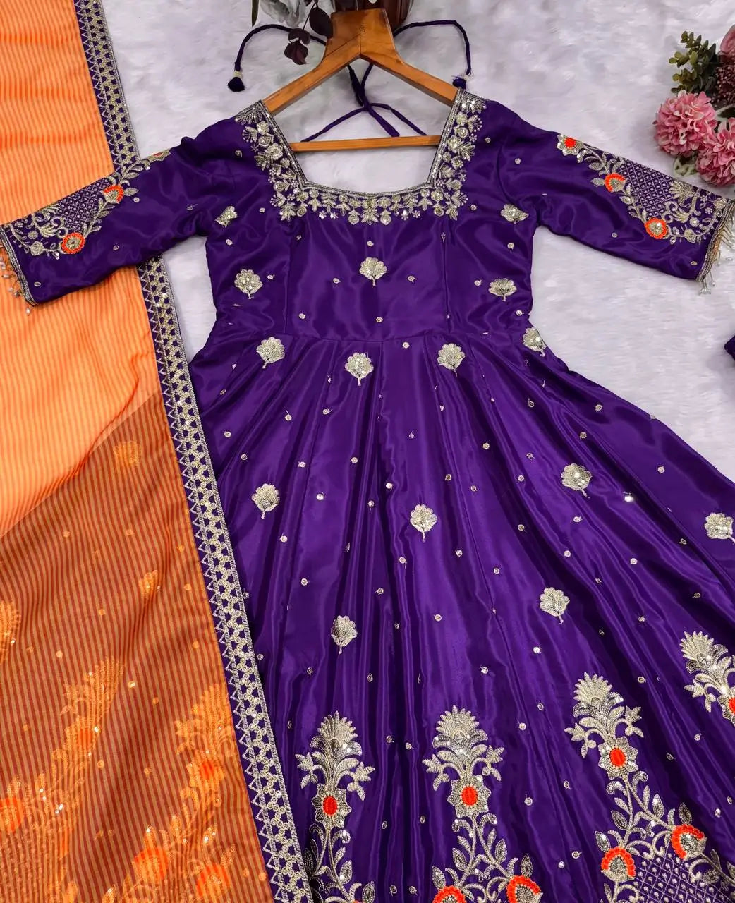Purple Zari Embroidered Anarkali