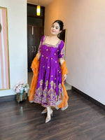 Purple Zari Embroidered Anarkali