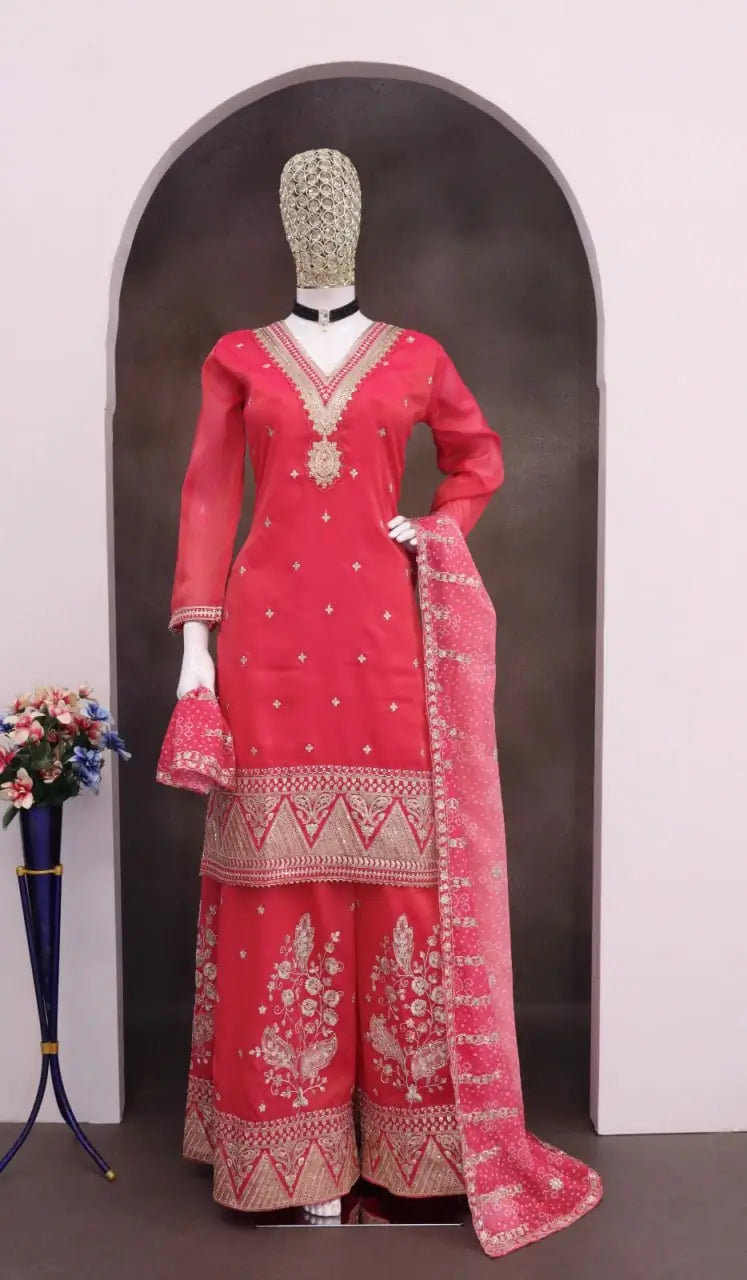 Radiant Festive Palazzo Suit Set for Wedding and Party Wear