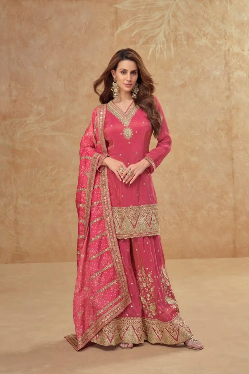 Radiant Festive Palazzo Suit Set for Wedding and Party Wear