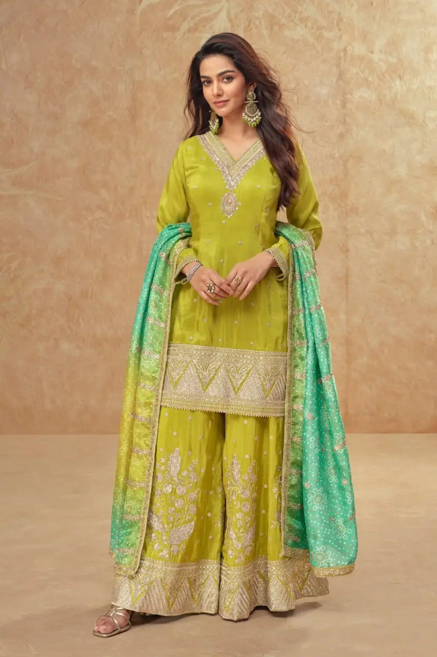 Radiant Festive Palazzo Suit Set for Wedding and Party Wear