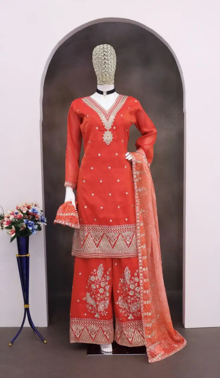 Radiant Festive Palazzo Suit Set for Wedding and Party Wear