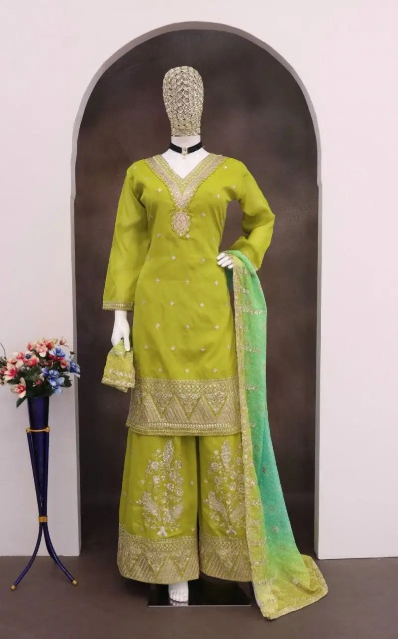 Radiant Festive Palazzo Suit Set for Wedding and Party Wear