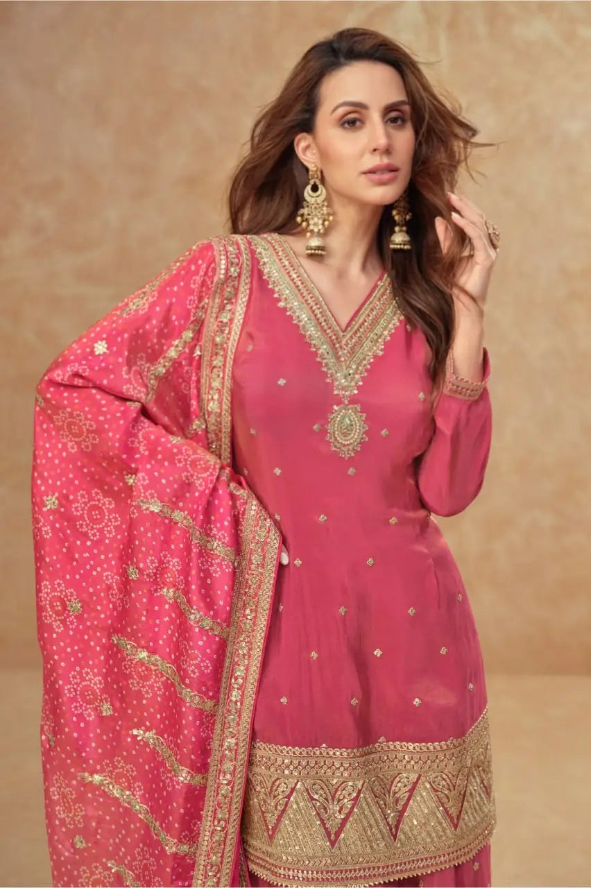 Radiant Festive Palazzo Suit Set for Wedding and Party Wear