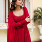 Radiant Grace Anarkali Suit Set with Diamond Lace Dupatta Festive Party Wear