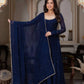 Radiant Grace Anarkali Suit Set with Diamond Lace Dupatta Festive Party Wear