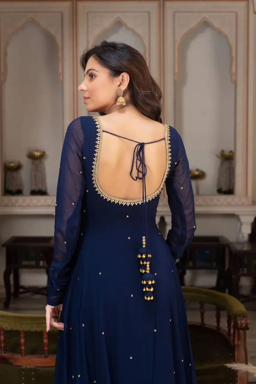 Radiant Grace Anarkali Suit Set with Diamond Lace Dupatta Festive Party Wear