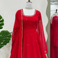 Radiant Grace Anarkali Suit Set with Diamond Lace Dupatta Festive Party Wear