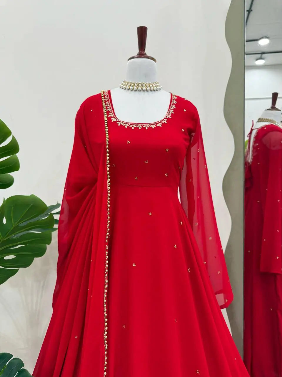 Radiant Grace Anarkali Suit Set with Diamond Lace Dupatta Festive Party Wear
