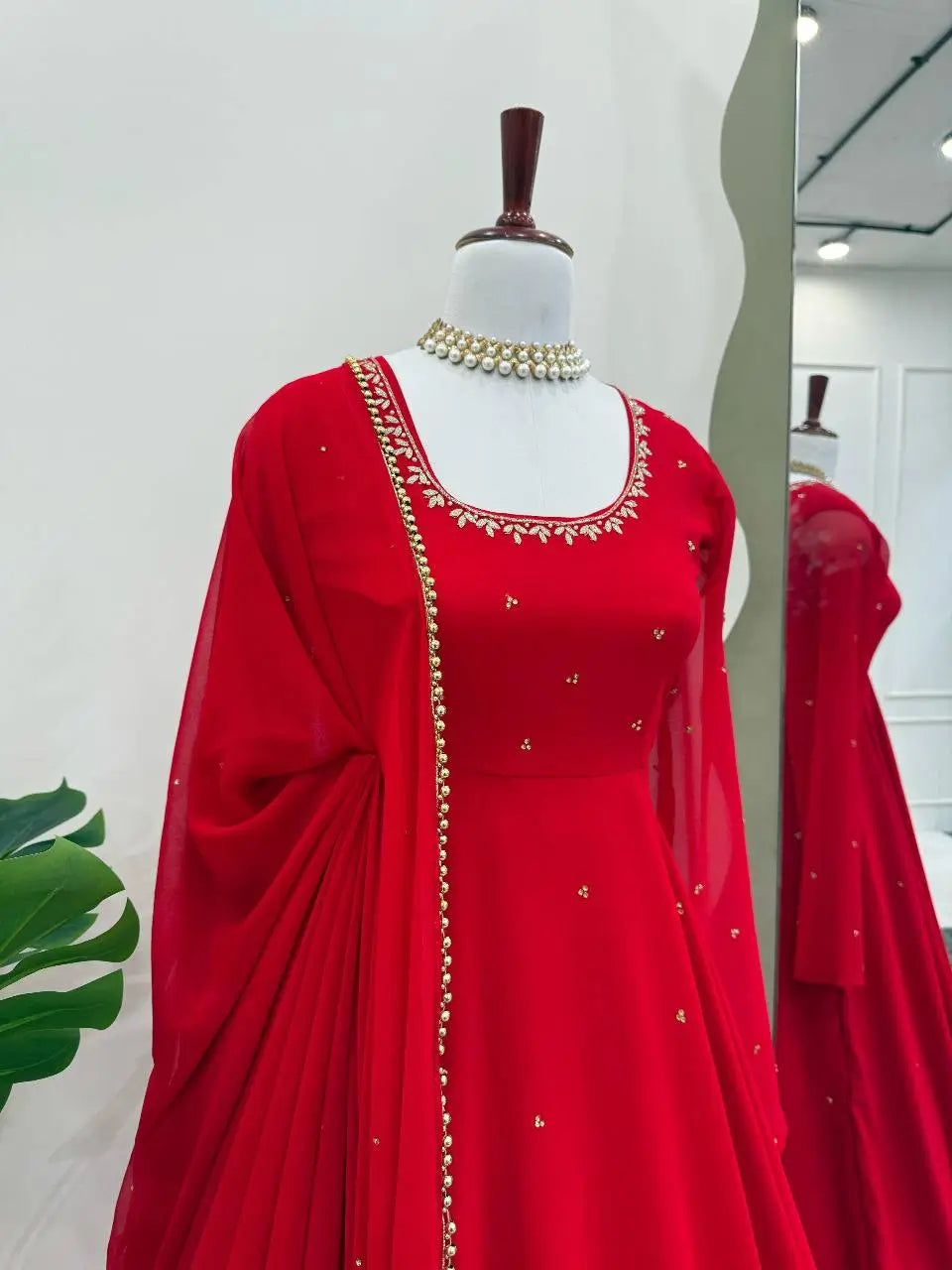 Radiant Grace Anarkali Suit Set with Diamond Lace Dupatta Festive Party Wear