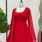 Radiant Grace Anarkali Suit Set with Diamond Lace Dupatta Festive Party Wear
