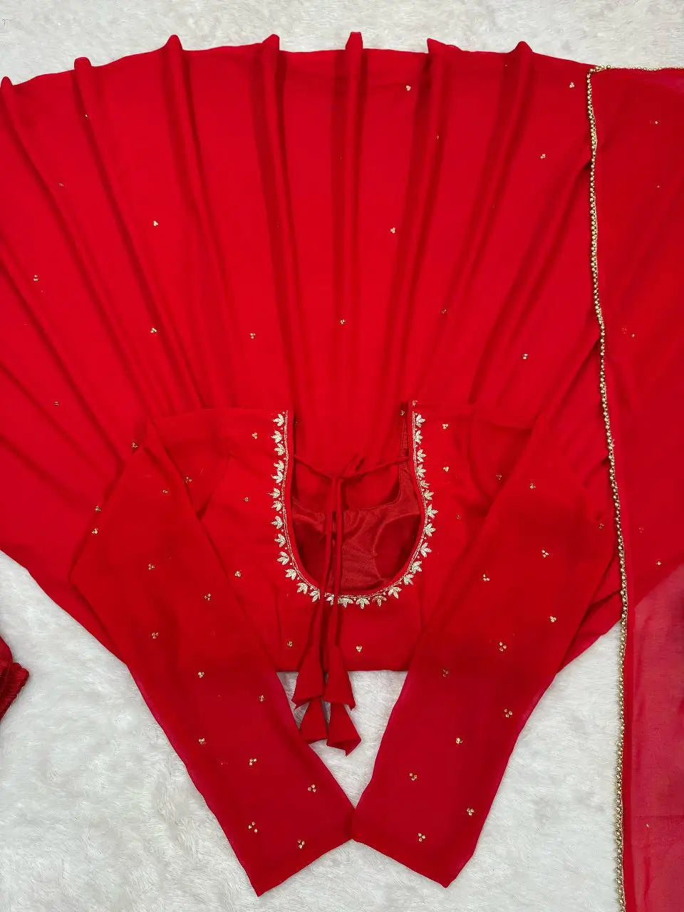 Radiant Grace Anarkali Suit Set with Diamond Lace Dupatta Festive Party Wear