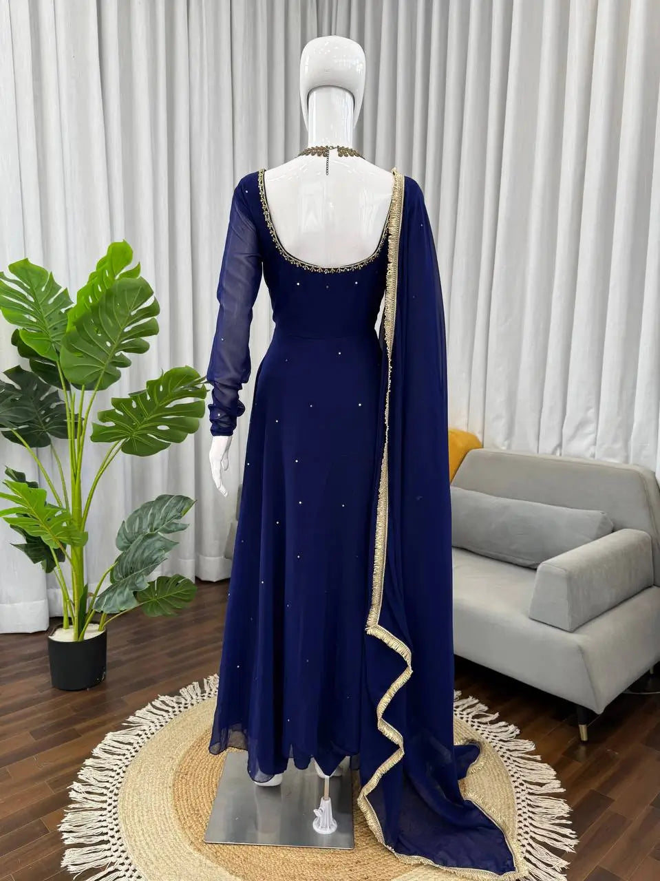 Radiant Grace Anarkali Suit Set with Diamond Lace Dupatta Festive Party Wear