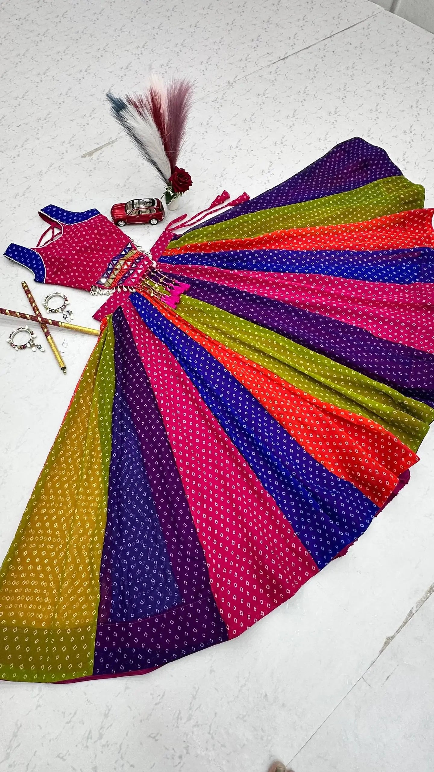 Rainbow Bandhani Lehenga Choli