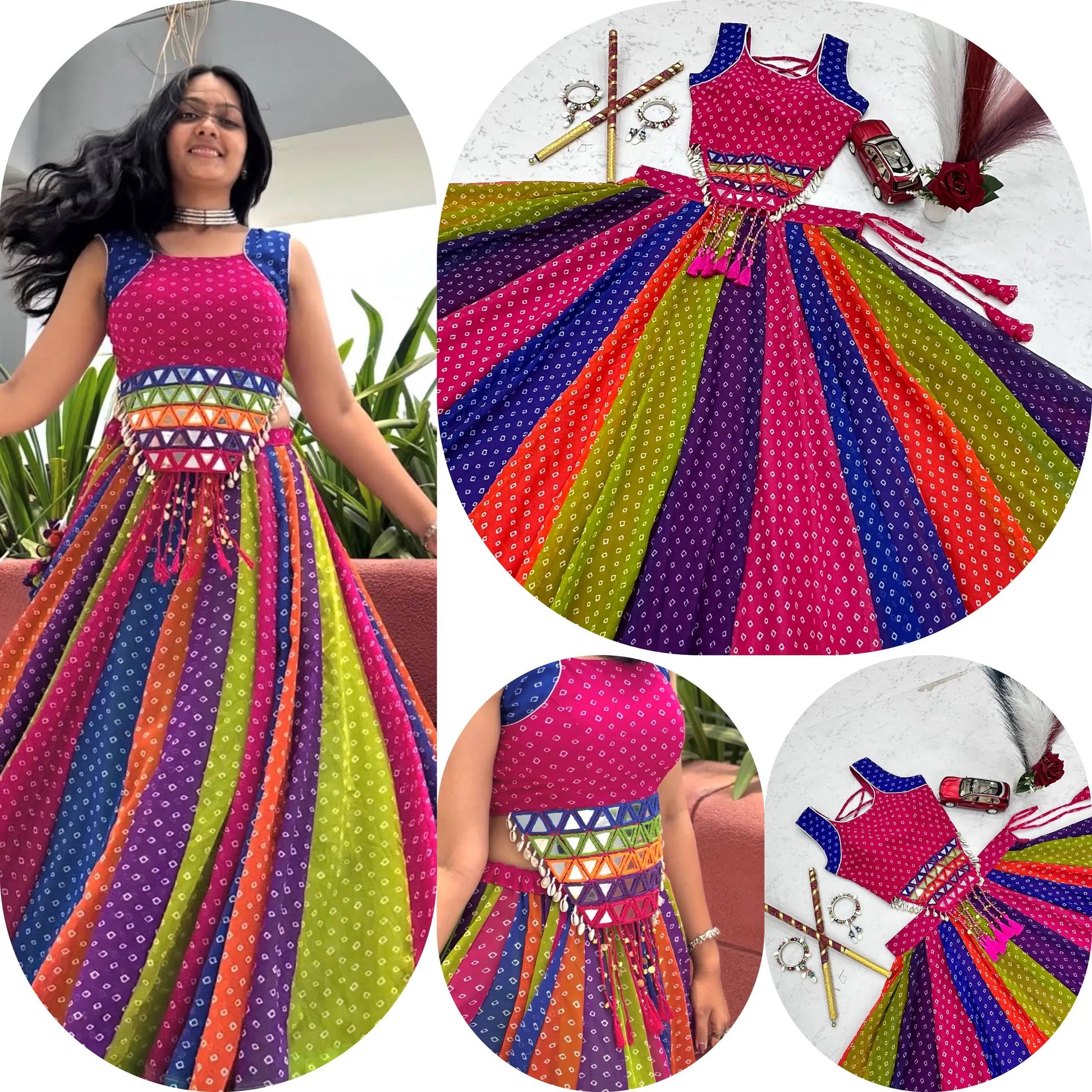 Rainbow Bandhani Lehenga Choli