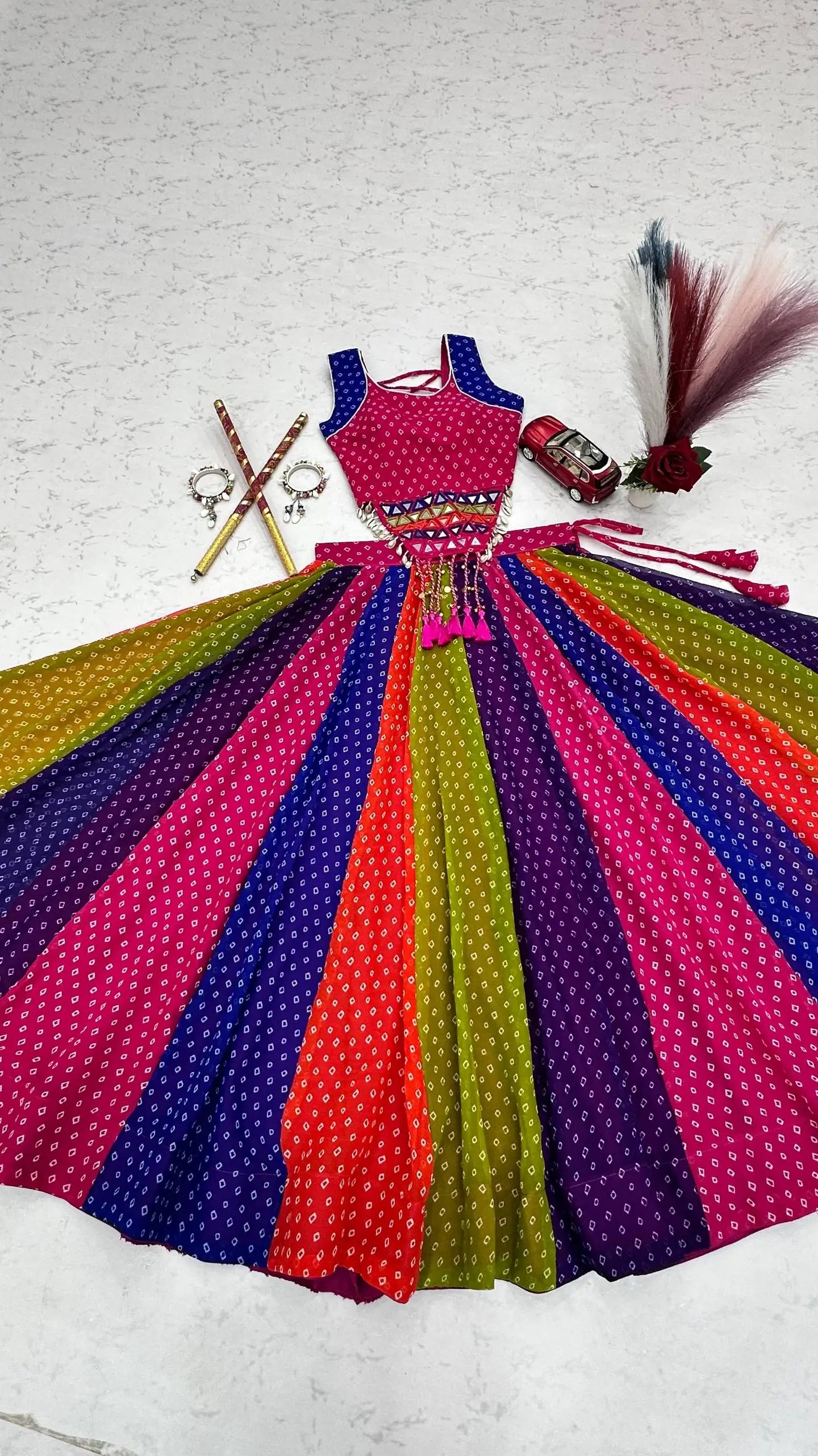 Rainbow Bandhani Lehenga Choli
