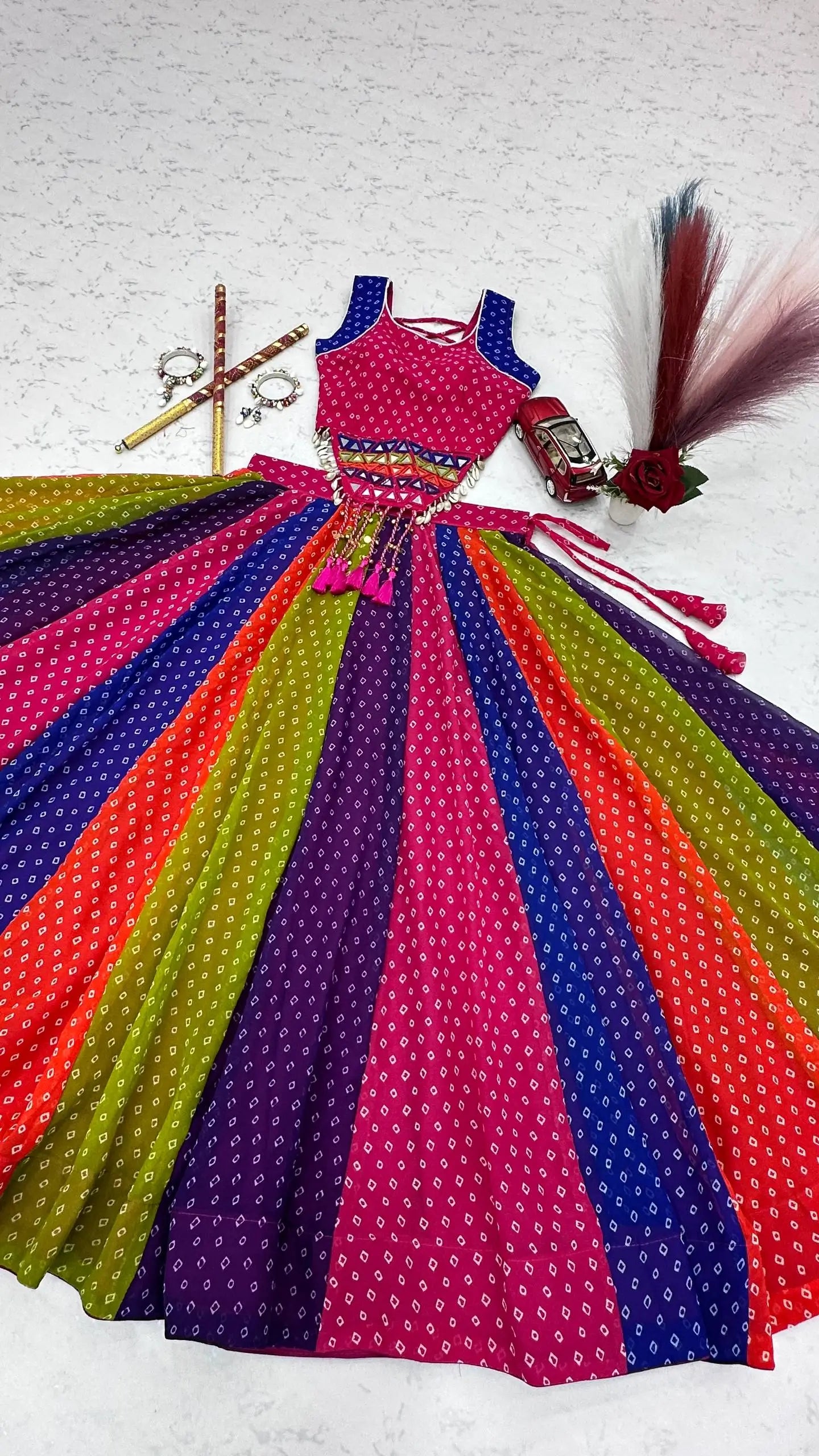 Rainbow Bandhani Lehenga Choli