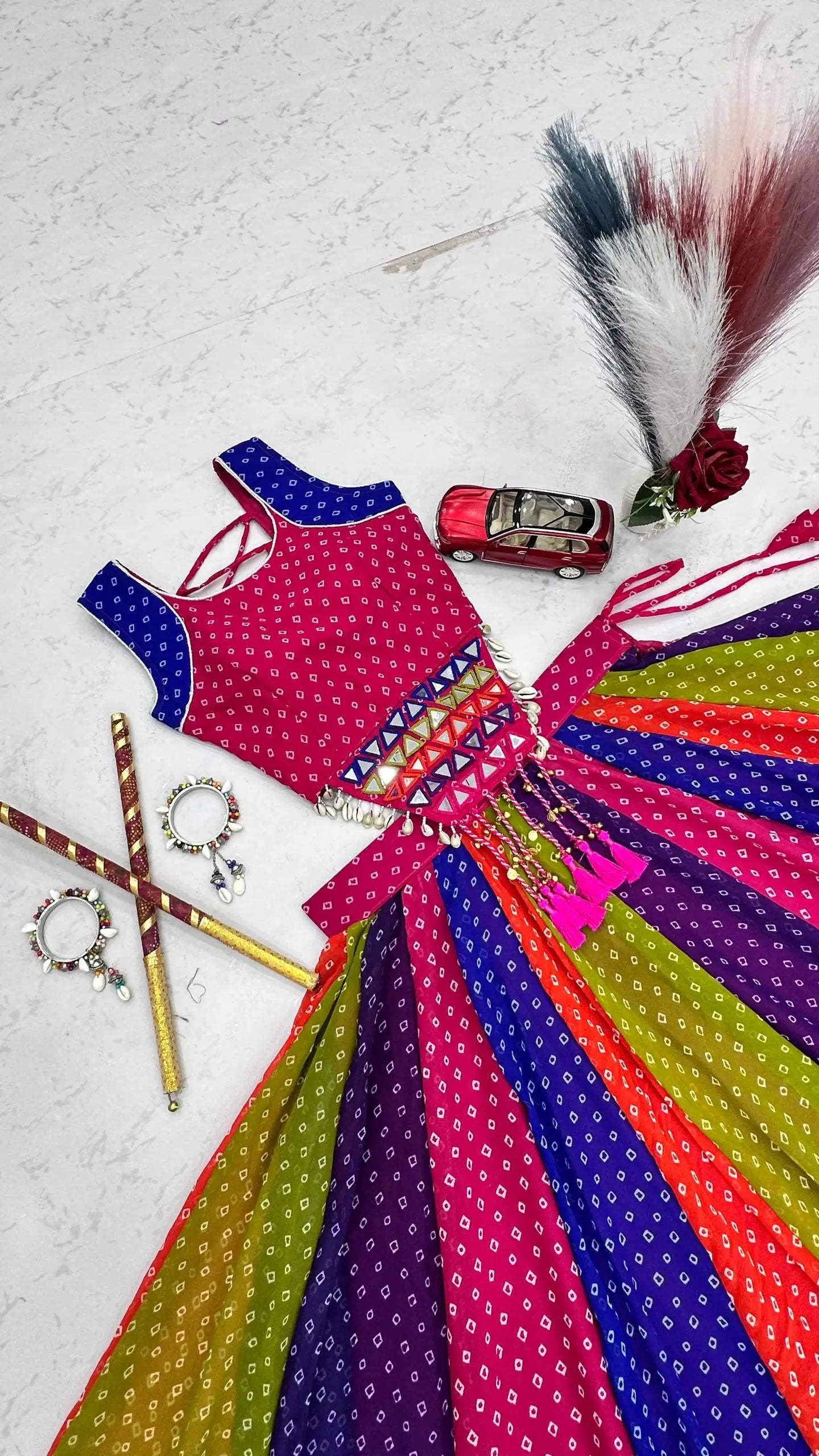 Rainbow Bandhani Lehenga Choli
