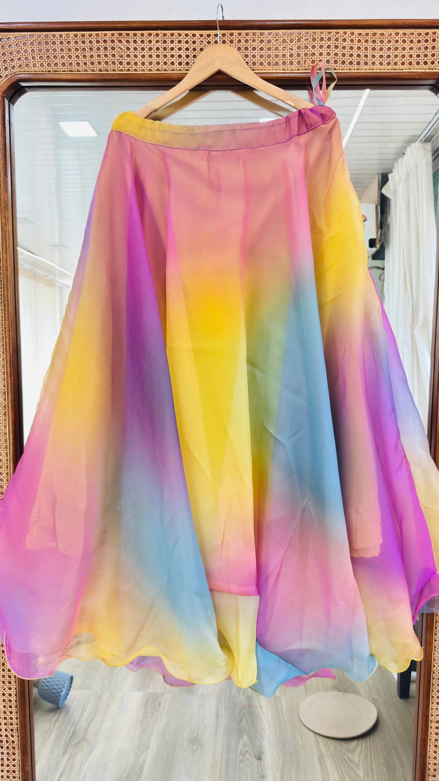 Rainbow Organza Lehenga Set for Party and Festive Wear