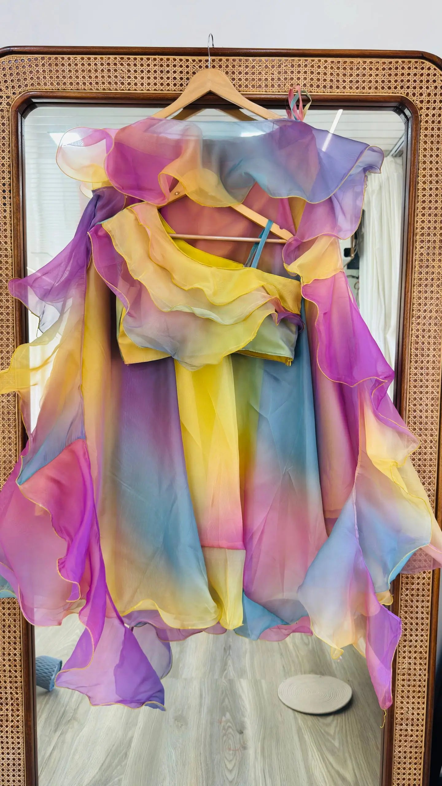 Rainbow Organza Lehenga Set for Party and Festive Wear