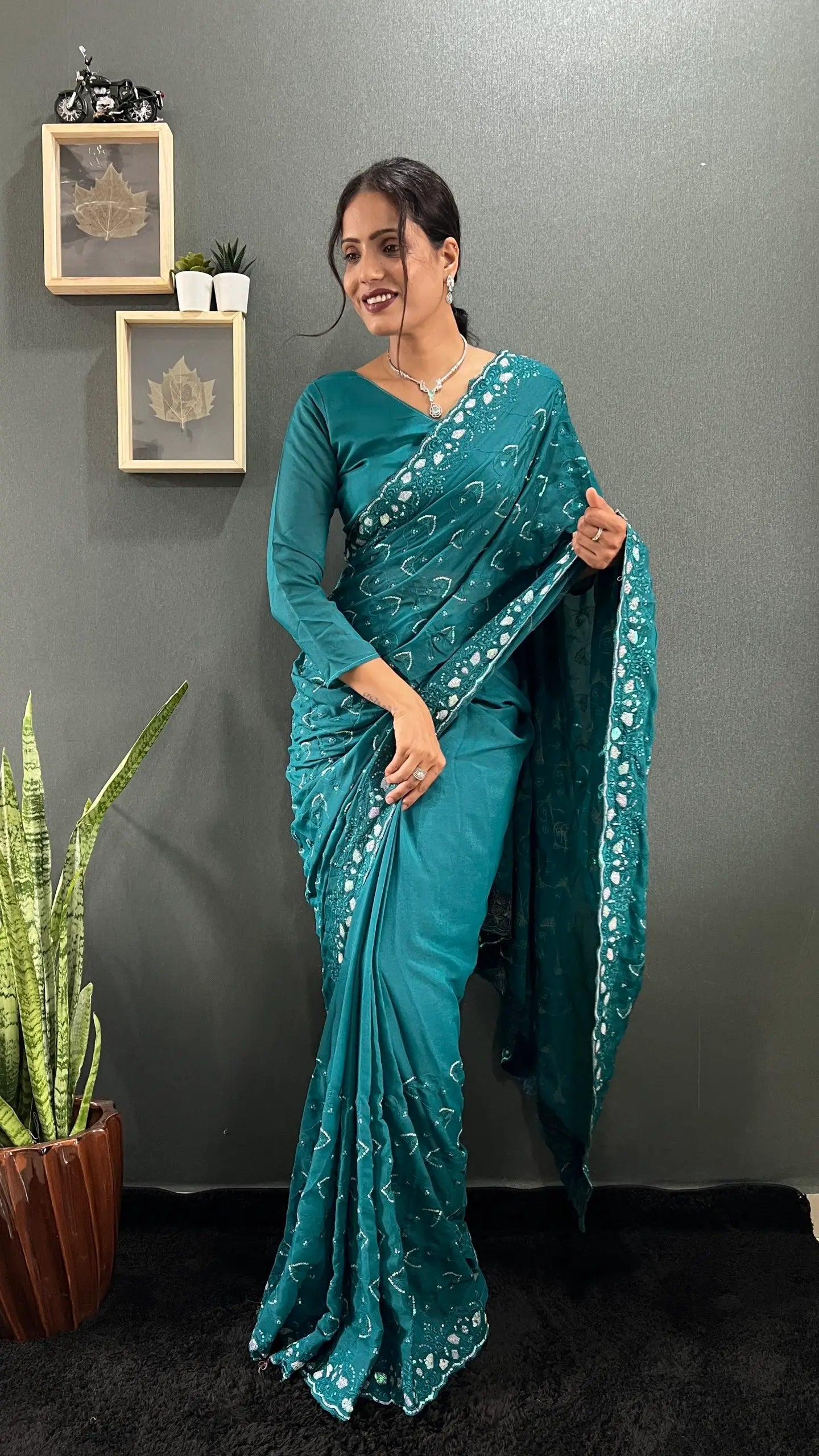 Rainbow Sequin Georgette Saree