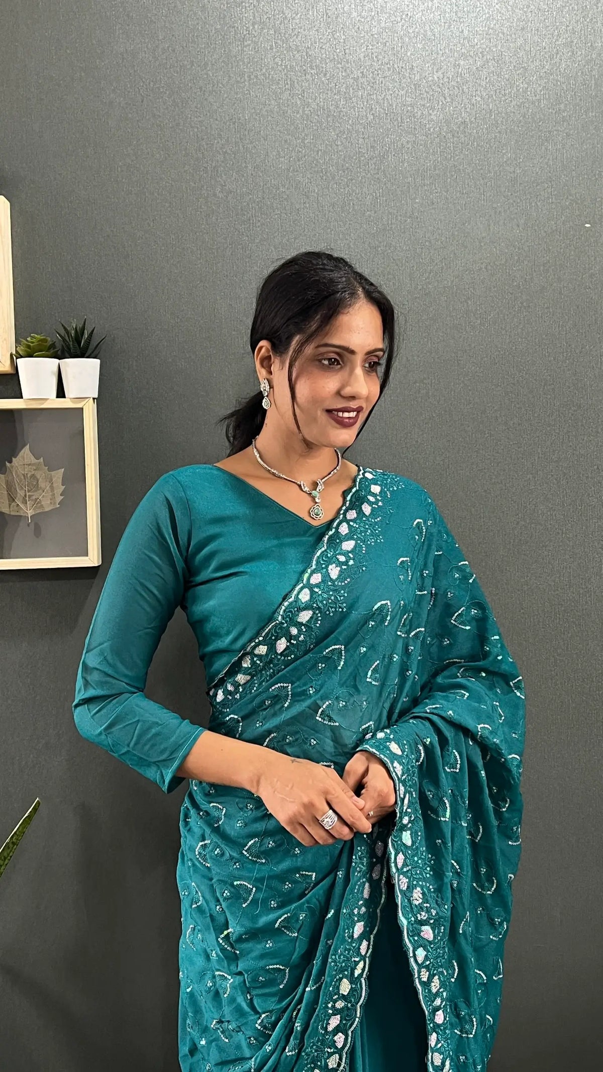Rainbow Sequin Georgette Saree