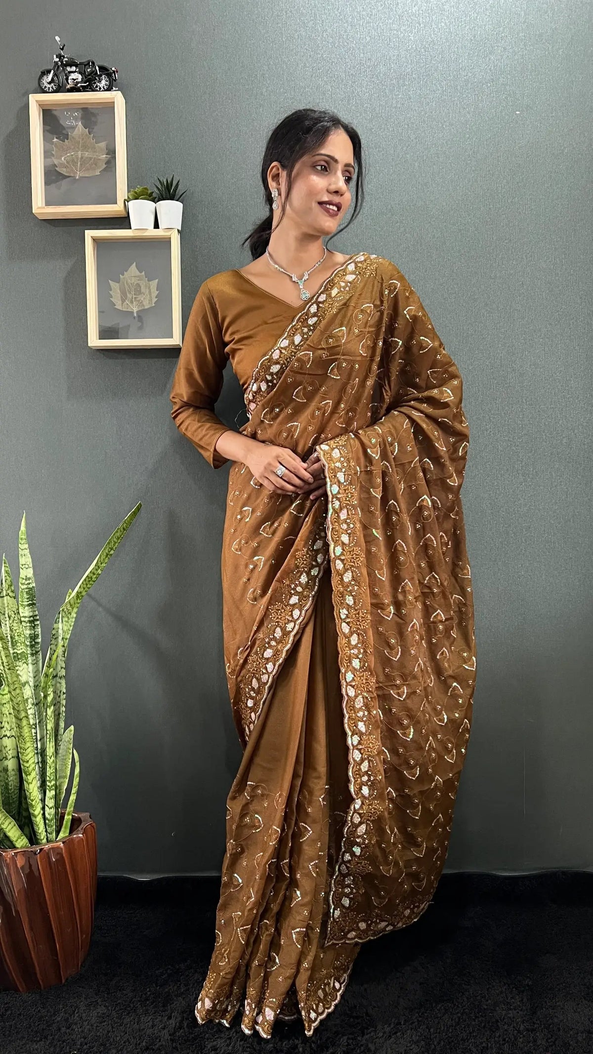 Rainbow Sequin Georgette Saree