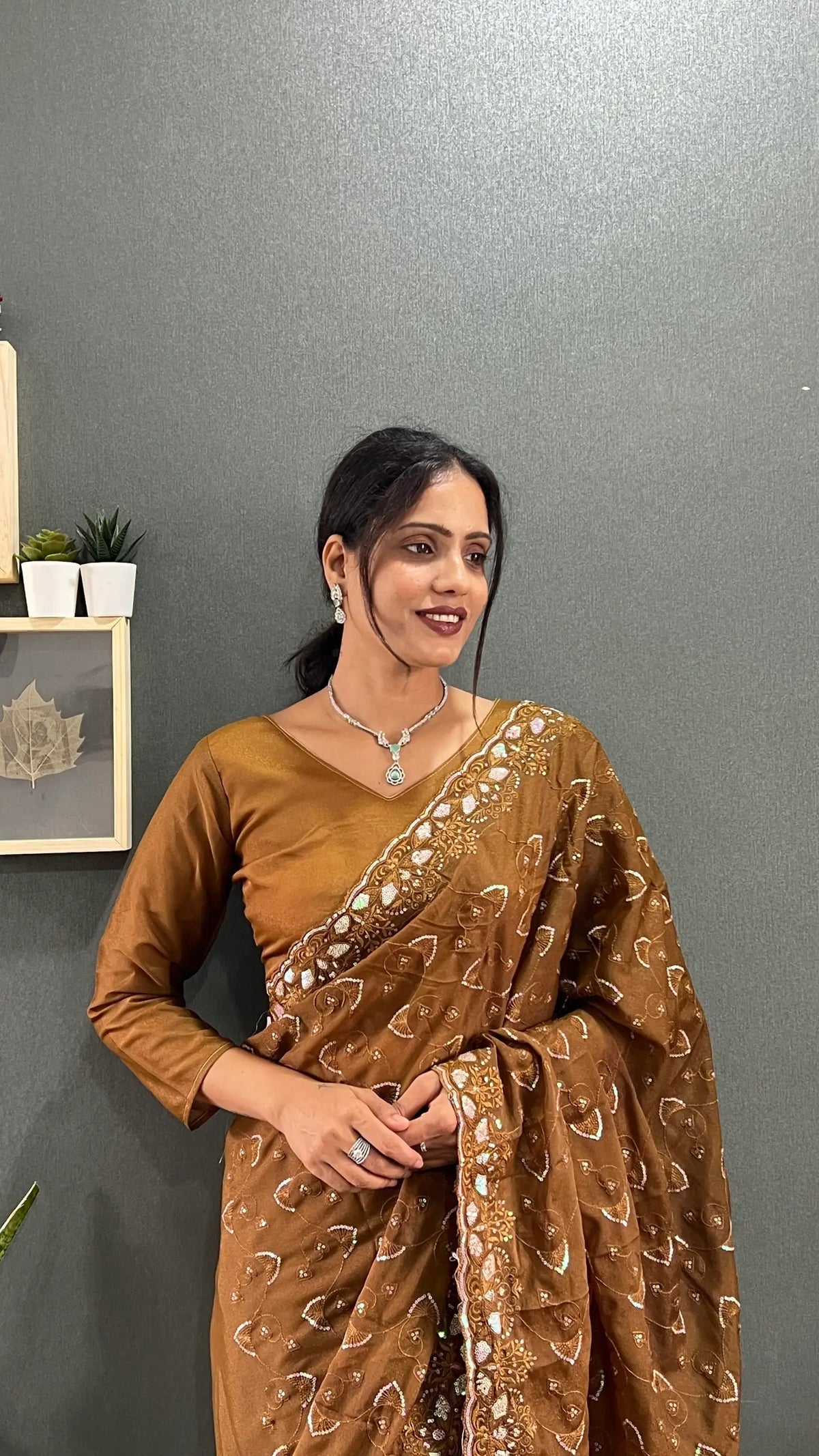 Rainbow Sequin Georgette Saree