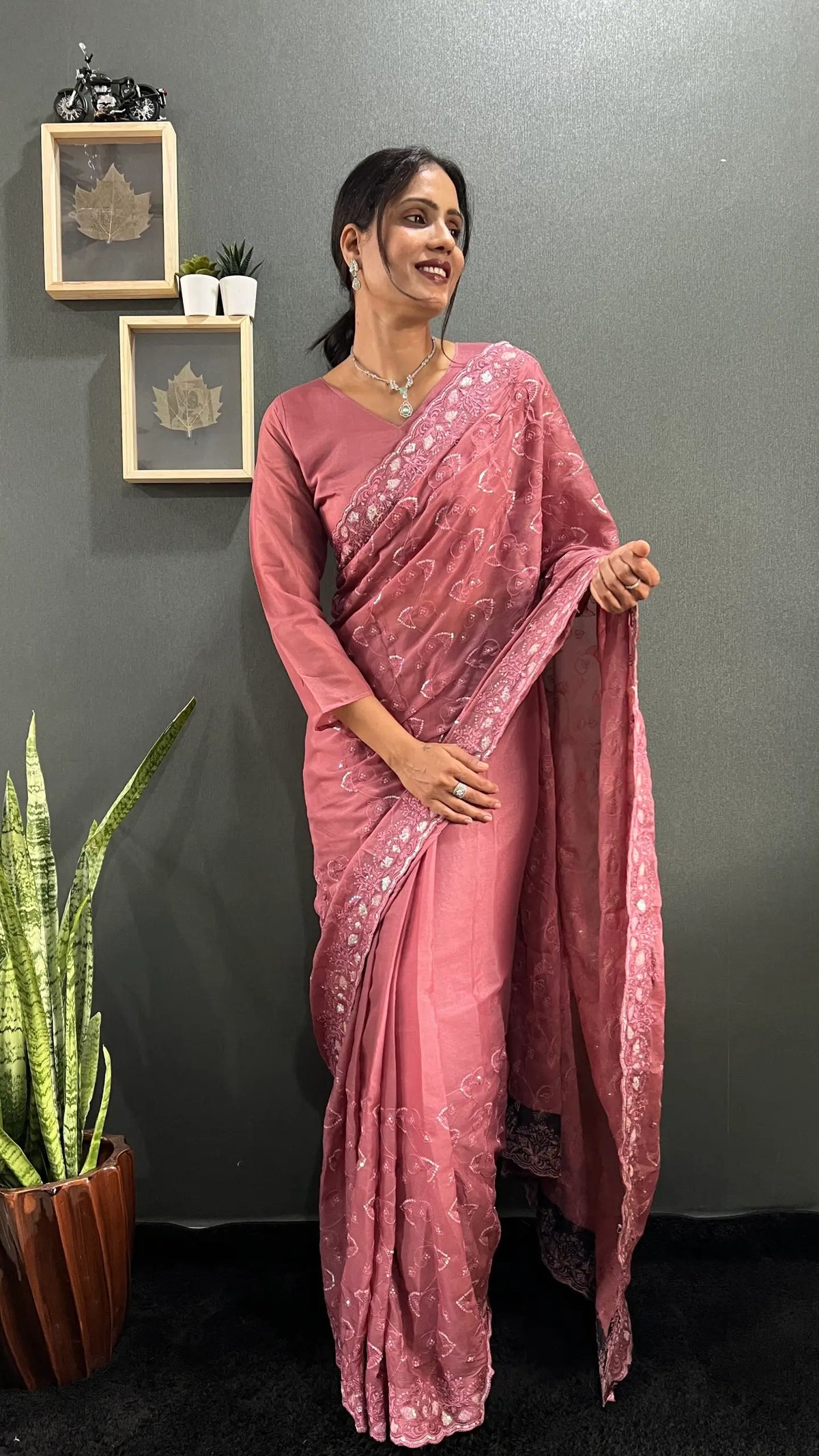 Rainbow Sequin Georgette Saree