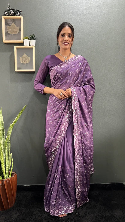 Rainbow Sequin Georgette Saree