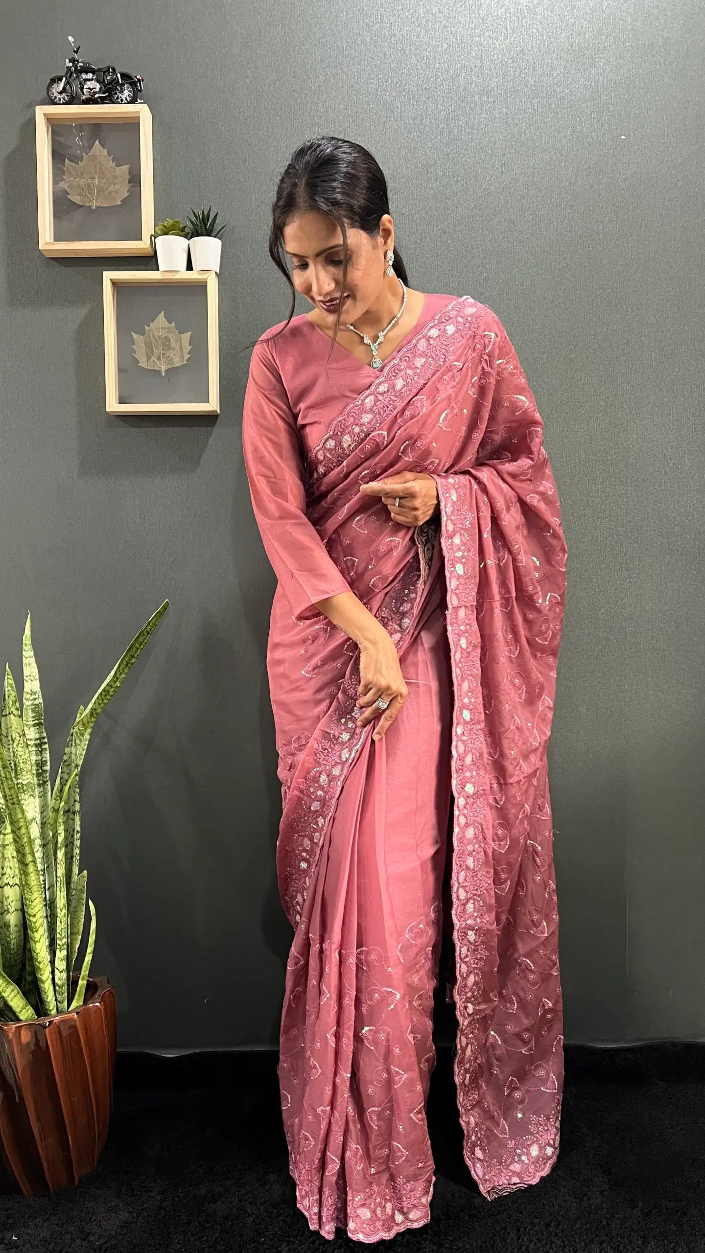 Rainbow Sequin Georgette Saree