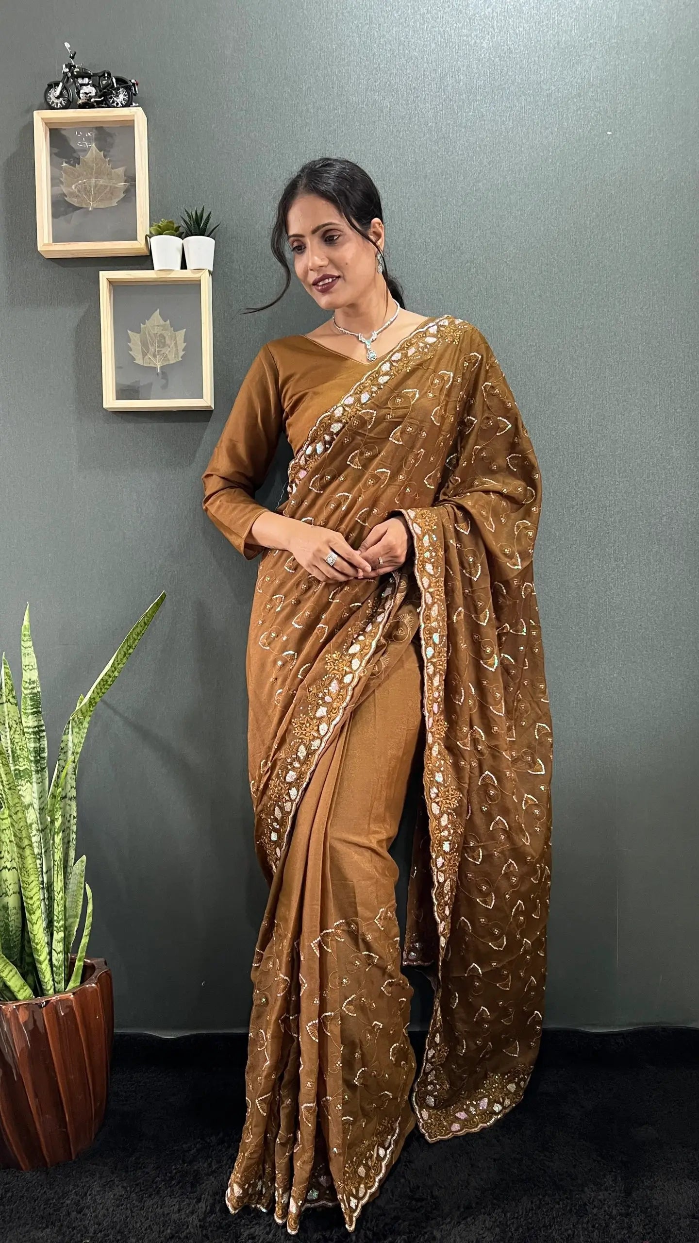 Rainbow Sequin Georgette Saree