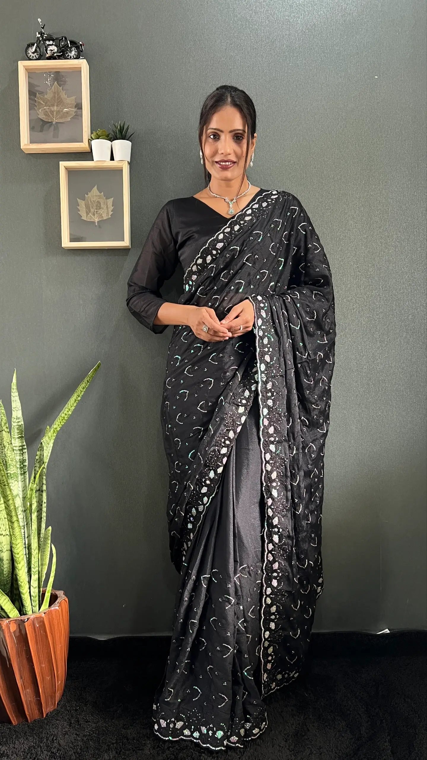 Rainbow Sequin Georgette Saree