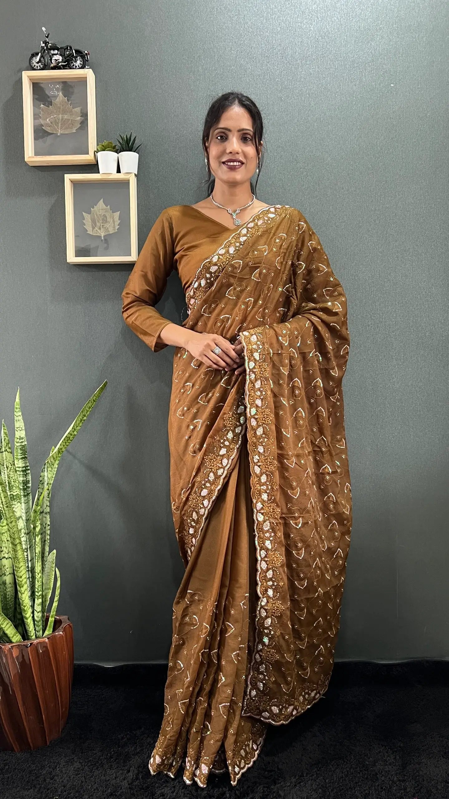 Rainbow Sequin Georgette Saree