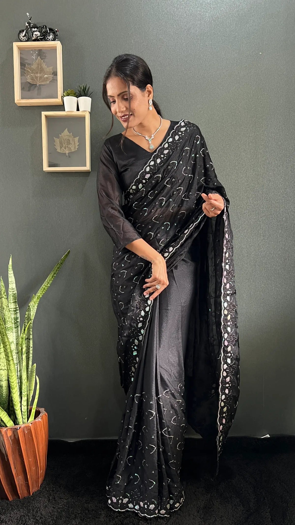Rainbow Sequin Georgette Saree