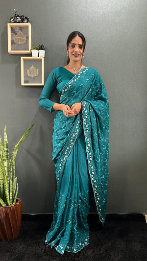 Rainbow Sequin Georgette Saree