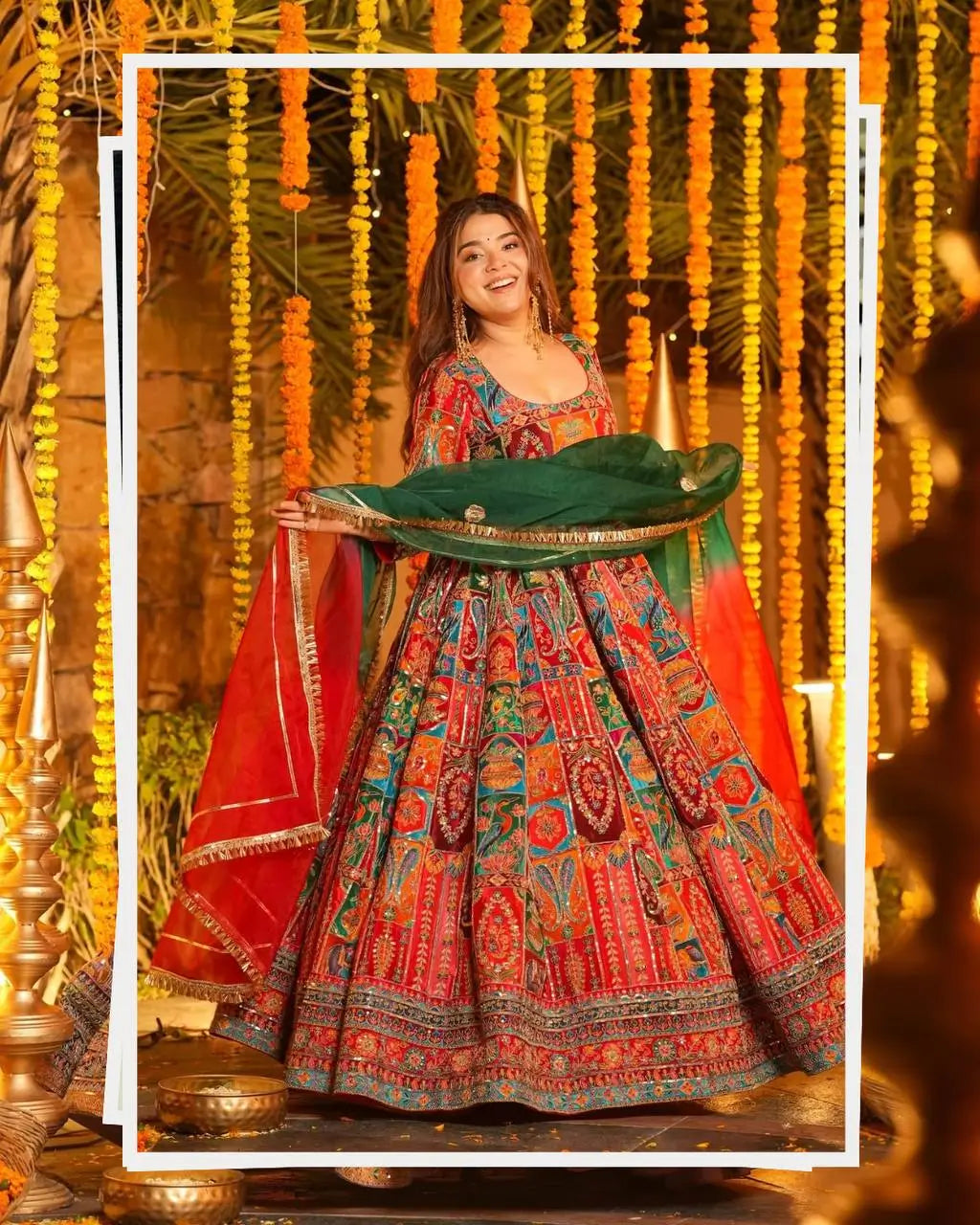 Rajwadi Patchwork Print Anarkali Gown